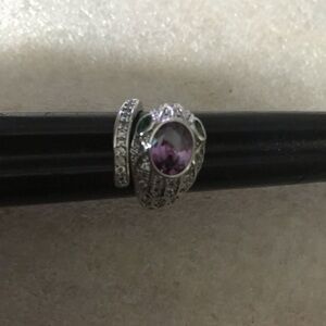 Elegant Silver and Purple Women's Ring